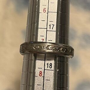 Vintage Art Deco Orange Blossom 18k Gold with Platinum Over Wedding Band